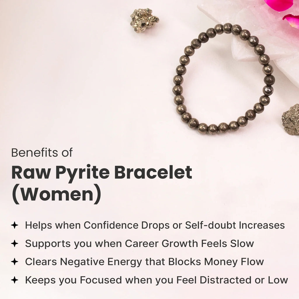 Shaktipeeth Raw Pyrite Bracelet  - 6mm Beads, Healing Energy